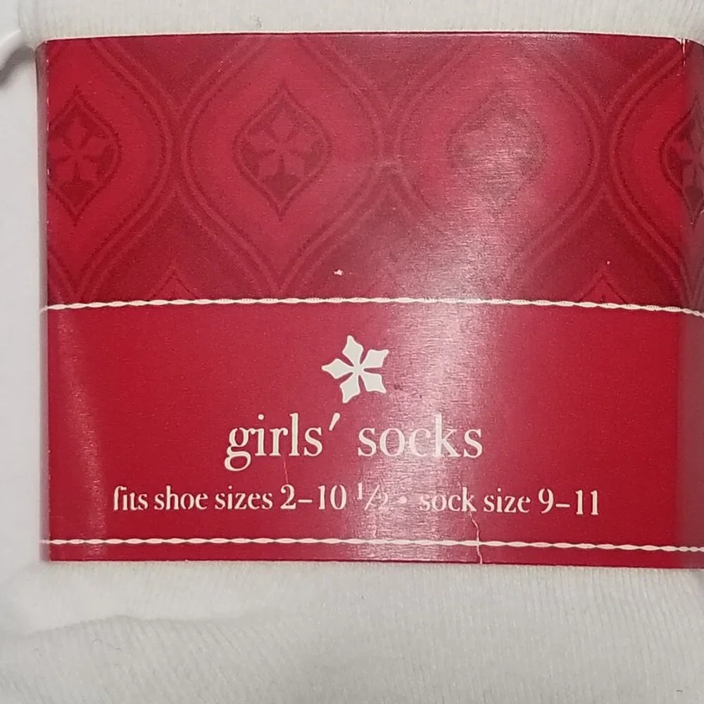 2 Pack Target Brand Girl's Fits Shoe Size 2-10 Socks Christmas Tree & White NWT
